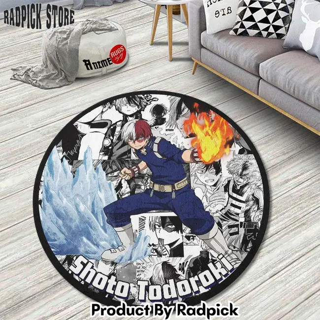 Shoto todoroki manga mix round rug custom my hero academia anime circle carpet  rp0000640